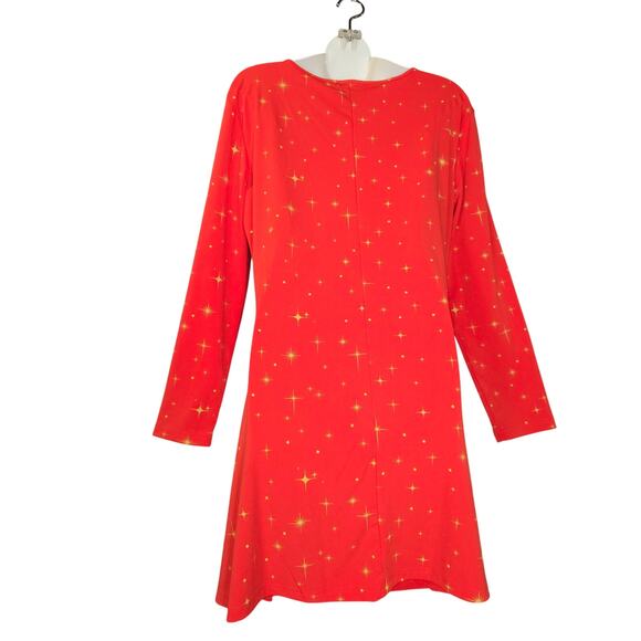 Tipsy Elves Womens XXL Mini Dress Christmas Red Stretch Gold Stars Holiday - Picture 5 of 12